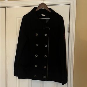 Harley-Davidson Black Double-Breasted Pea Coat